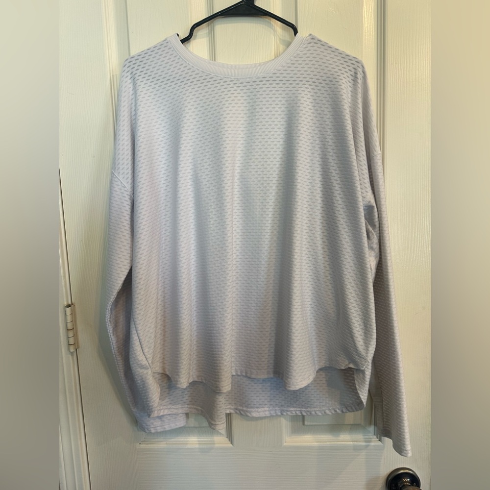 Calia White Textured Long Sleeve Athletic Workout Top